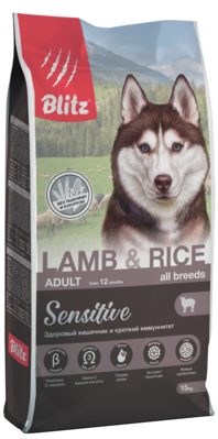 Blitz Adult Dog Lamb & Rice – сухой корм для взрослых собак всех пород