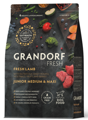 Grandorf Fresh Lamb Junior Medium & Maxi - сухой корм для юниоров средних и крупных пород, беременных и кормящих собак