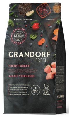 Grandorf Fresh Turkey Adult Sterilised Cat - сухой корм для взрослых стерилизованных кошек и кастрированных котов