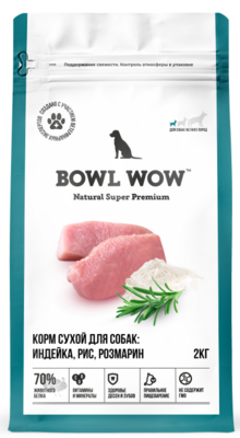 Bowl Wow Adult Dog Small (индейка, рис, розмарин) - сухой корм для взрослых собак мелких пород