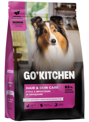 Go`Kitchen Hair & Skin Care Dog Duck – сухой корм для щенков, взрослых и пожилых собак всех пород