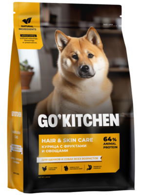 Go`Kitchen Hair & Skin Care Dog Chicken – сухой корм для щенков, взрослых и пожилых собак всех пород