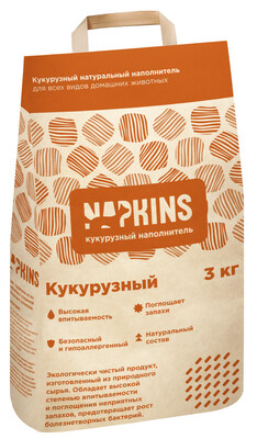 Napkins впитывающий кукурузный наполнитель для кошачьего туалета