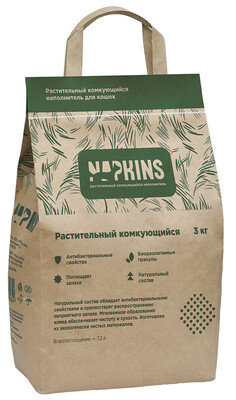 Napkins комкующийся растительный наполнитель для кошачьего туалета