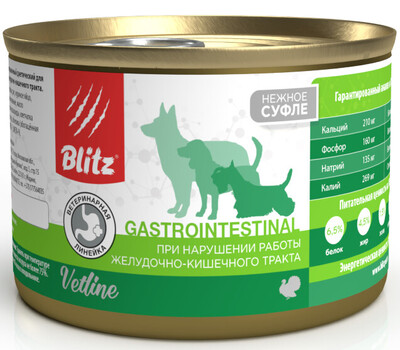 Blitz Vetline Dog Gastrointestinal – диетический влажный корм для взрослых собак всех пород