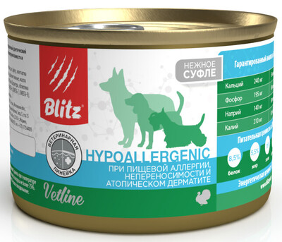 Blitz Vetline Dog Hypoallergenic – диетический влажный корм для взрослых собак всех пород