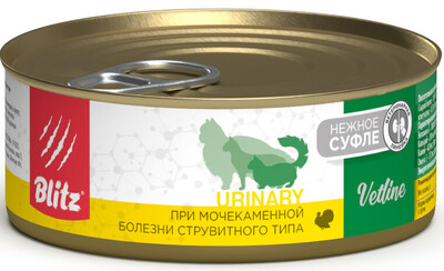 Blitz Vetline Cat Urinary – диетический влажный корм для взрослых кошек всех пород