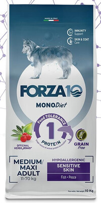 Forza10 MonoDiet Sensitive Skin Adult Medium & Maxi Fish / Pesce - сухой корм для взрослых собак средних и крупных пород