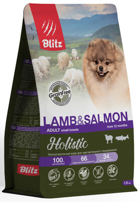 Blitz Holistic Adult Small Breeds Lamb & Salmon – сухой корм для взрослых собак мелких пород