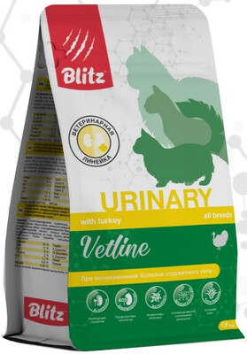 Blitz Vetline Cat Urinary – диетический сухой корм для взрослых кошек всех пород